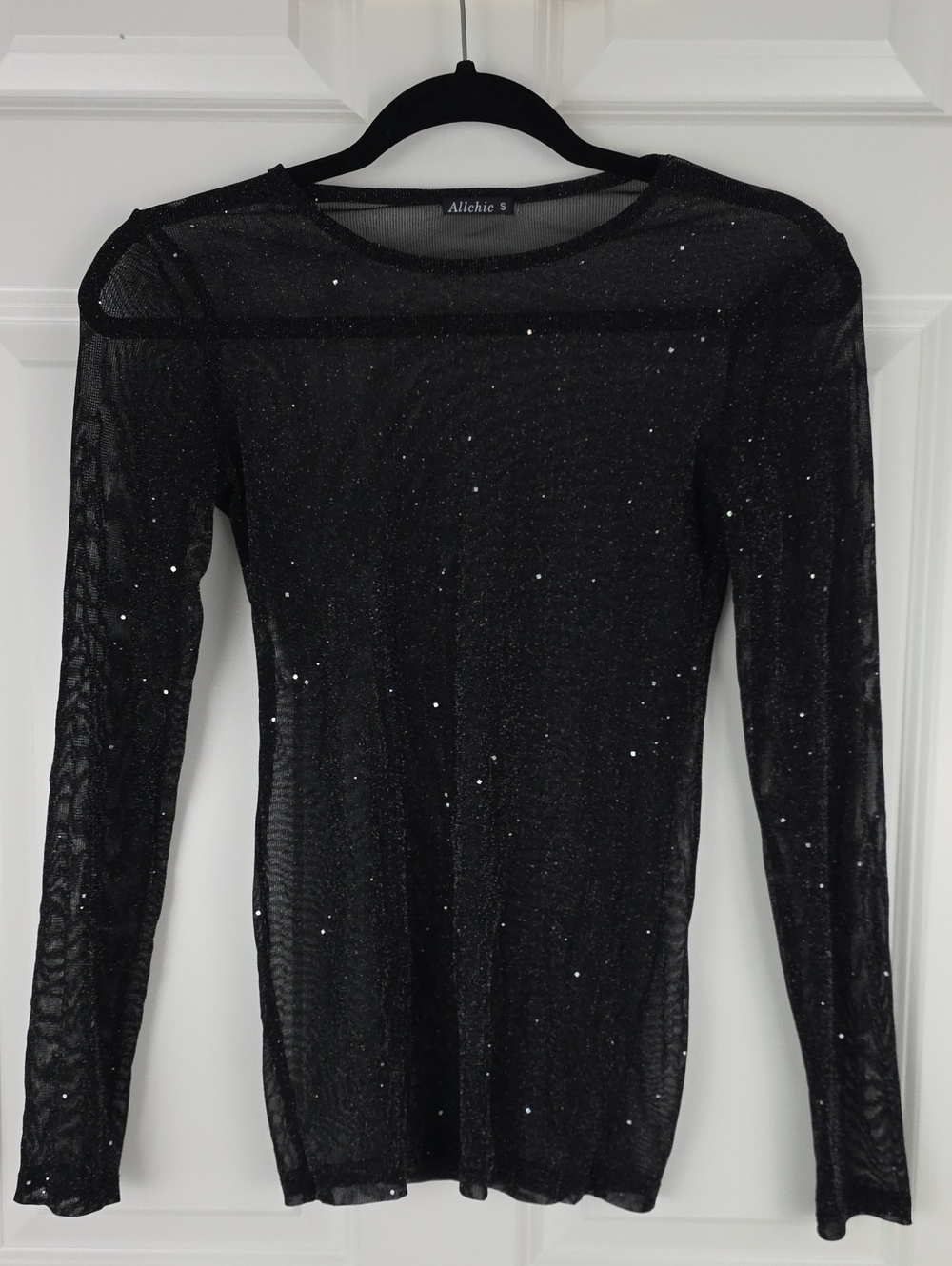 Allchic Witchy Whimsigoth Celestial Sparkle Sheer Long Sleeve Top Size Small